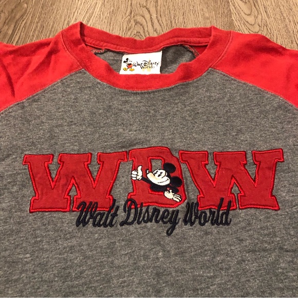 Vtg Y2K Walt Disney World Parks Shirt Raglan Baseball Mickey Mouse Men’s XL Red - Picture 2 of 4